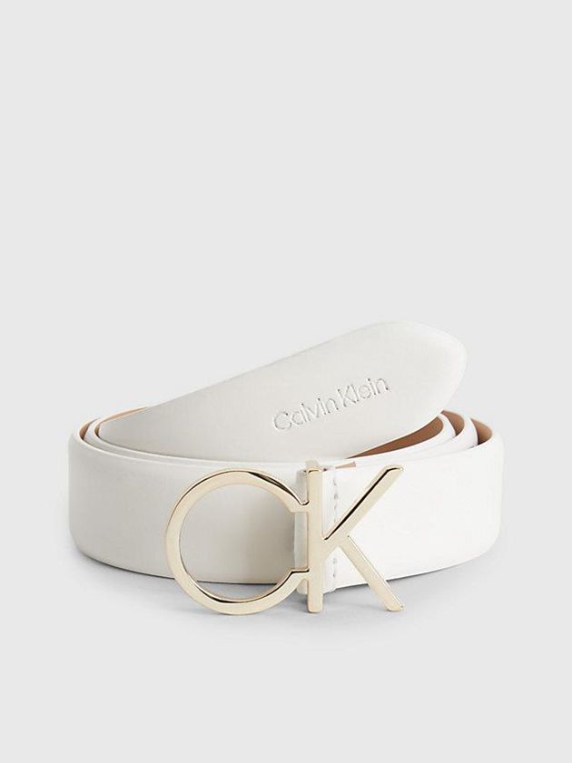 Calvin Klein USA Leather Logo Womens Belt White 1534690-MI